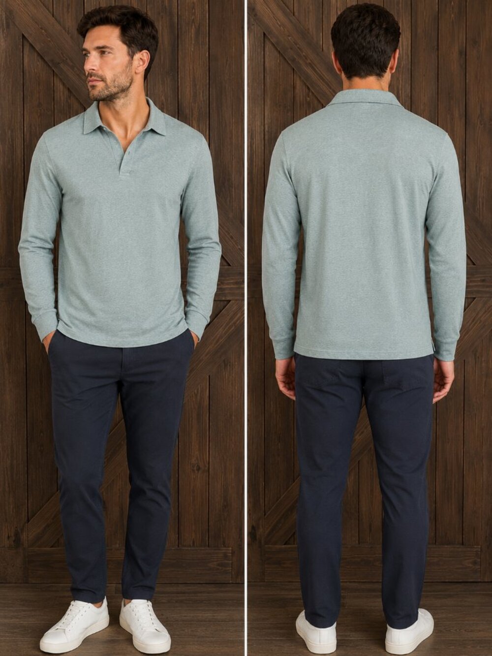 Bonobos Slim Fit Light Gray Green Linen Blend Johnny Collar Polo Men's Small